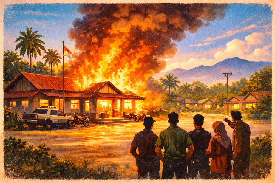 manusia senayan - Pembakaran Polsek Madina